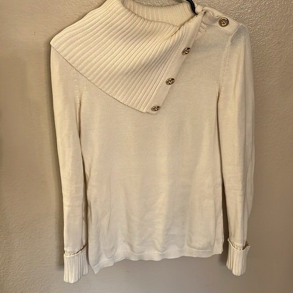 Banana Republic Cream Button Neck Turtleneck Sweater XS - Picture 2 of 6